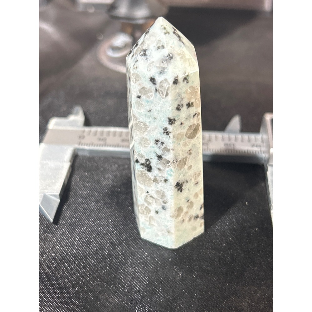 Kiwi Jasper Crystal Tower Blue Azurite Granite Obelisk Point 2.82in #40 - Picture 4 of 5